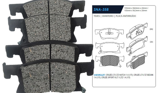Imagen de PASTILLAS DE FRENO DELANTERAS CHEVROLET CRUZE LT/LTZ 2017